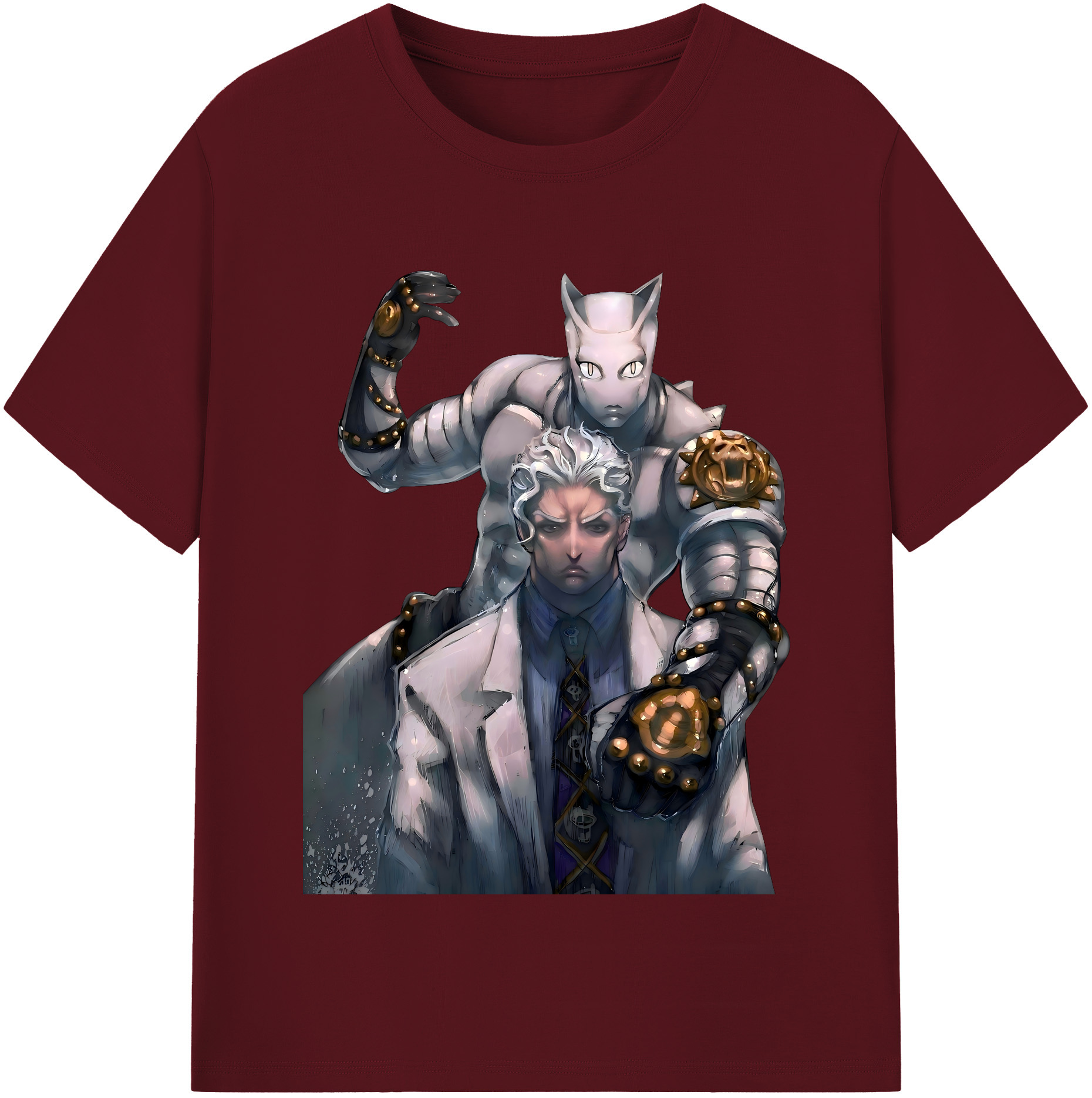 （画像用） ジョジョの奇妙な冒険 きら よしかげ JoJo's Bizarre Adventure Kira Yoshikage 綿100％半袖Tシャツ（フロントプリント）